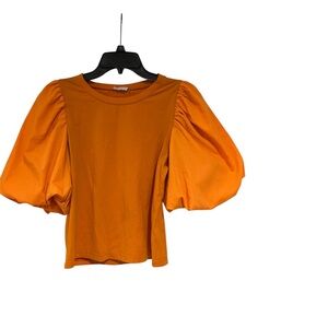 Vestique Vibrant Orange Puff Sleeve Blouse